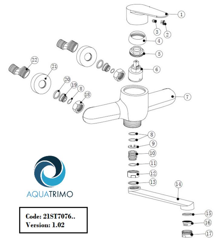 AquaTrimo Schubert robinet mural de cuisine à une poignée chrome 21ST7076CM