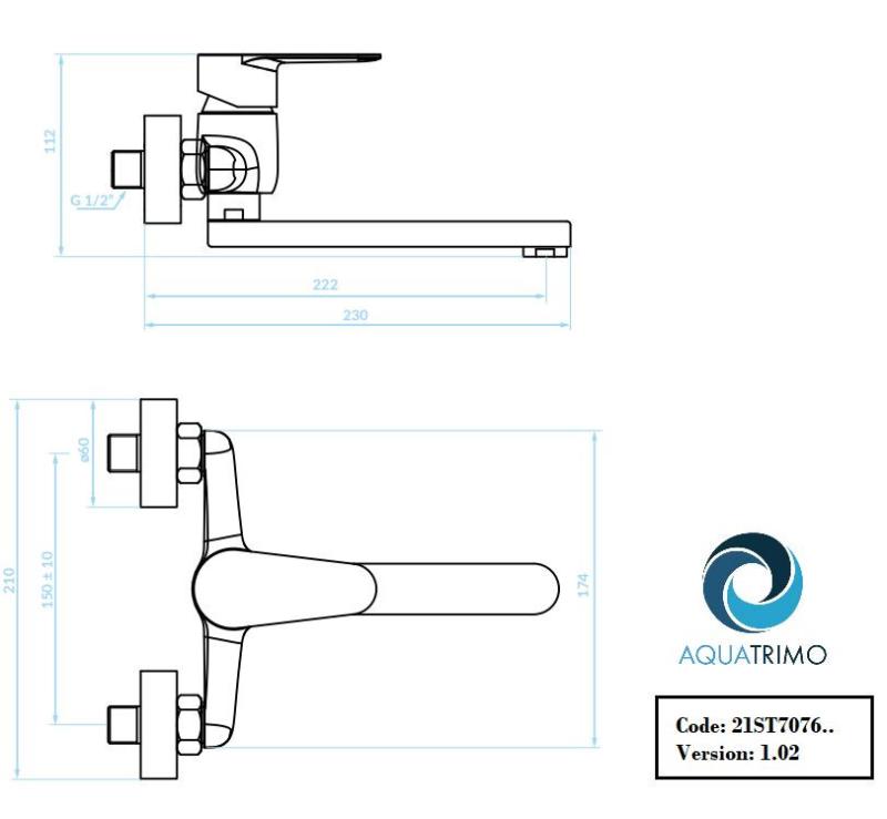 AquaTrimo Schubert robinet mural de cuisine à une poignée chrome 21ST7076CM