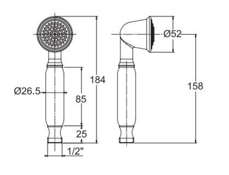 PB Classic Bronze Douchette à main avec poignée blanche 1208957104