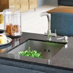 Ausmann Oder évier extra profond 22cm en inox 34x40cm montage sous plan ou à montage en surface 1208957111