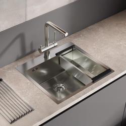 Ausmann Oder Bleu évier en inox 55x50cm pour montage  en surface  ou à fleur de plan de travail avec surface pour robinet 1208957118