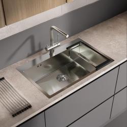 Ausmann Oder Bleu grand évier en inox 79x50cm pour montage  en surface ou à fleur de plan de travail  avec surface pour robinet 1208957119