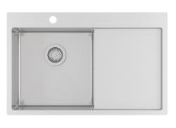 Ausmann Oder Bleu évier en inox 78x50cm à montage à fleur de plan de travail ou en surface avec égouttoir 1208957122