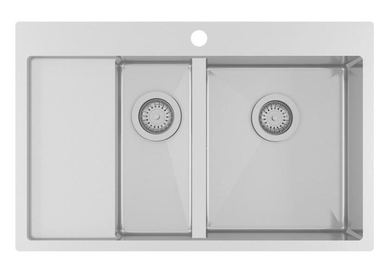 Ausmann Oder Blue 1.5 évier en inox 78x50cm à montage à fleur de plan de travail ou en surface avec égouttoir 1208957125