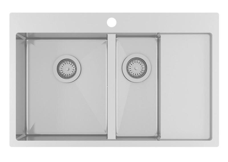 Ausmann Oder Blue 1.5 évier en inox 78x50cm à montage à fleur de plan de travail ou en surface avec égouttoir 1208957126