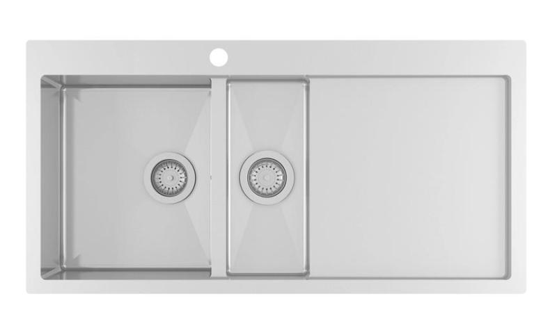 Ausmann Oder Blue 1.5 évier en inox 100x51cm à montage à fleur de plan et en surface avec égouttoir 1208957128