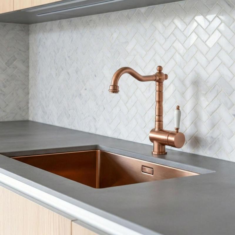 Edward Nostalgic Robinet de cuisine avec bec pivotant cuivre classique 1208957130