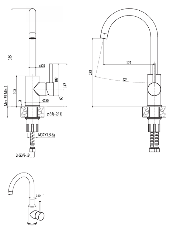Ausmann Petra mitigeur de cuisine avec bec pivotant chrome tout métal 1208957156
