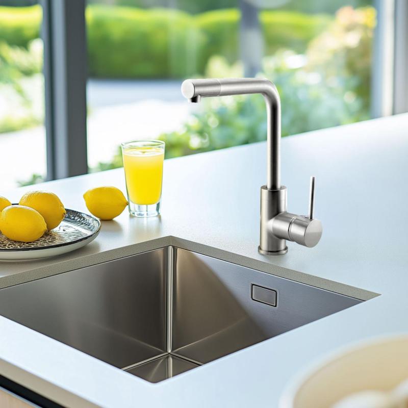 Ausmann Lavea robinet de cuisine en inox avec bec pivotant et aérateur pivotant 1208957160