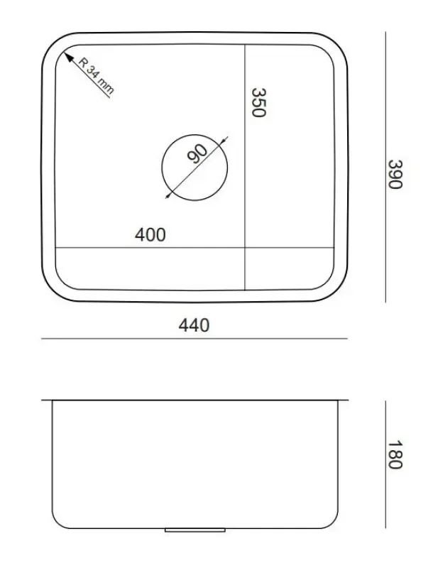 Aquadesign Oxford évier en inox 40x35cm sous plan 1208957204