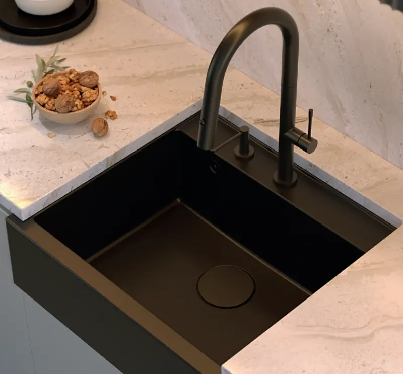 Quadri Swindon Luxe Distributeur de savon encastrable noir mat rechargeable par la tête 1208957213