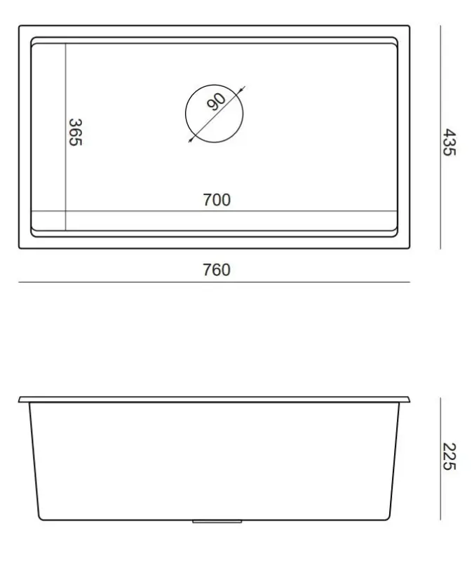 Quadri Newport évier grand et profond en granit sous plan ou en surface  anthracite 760x435 mm 1208957219