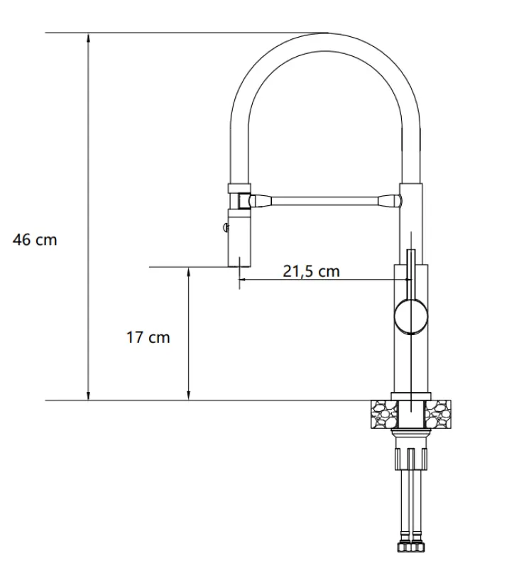 Quadri Chester mitigeur de cuisine avec bec flexible et douchette avec 2 types de jets noir mat 1208957225