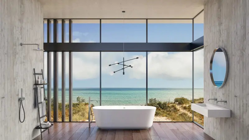 AquaTrimo Acciaio robinet de baignoire indépendant avec douchette en acier inoxydable 1208957285