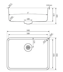 Lorreine Pro évier en inox 50cm montage sous plan, à fleur de plan ou en surface1208957321