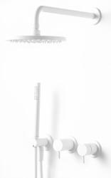 Ensemble de douche encastré Waterevolution Flow blanc mat avec thermostat, douche à effet pluie et douchette à main 1208957344