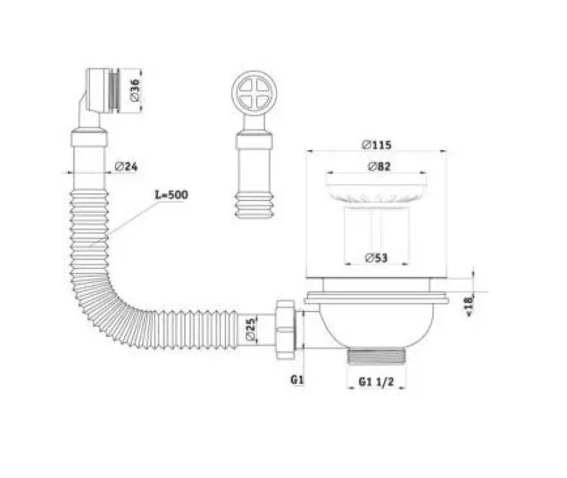 GraniteMy Kit de vidage béton gris avec trop-plein rond 1208957347