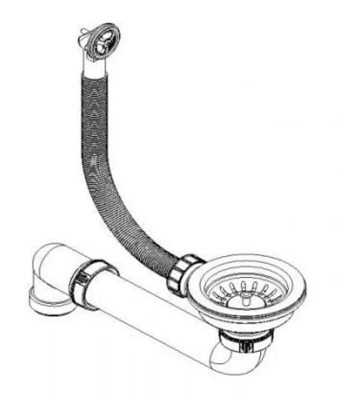 Ausmann ensemble d'écoulement en cuivre brossé pour évier, avec trop-plein en cuivre 1208957348