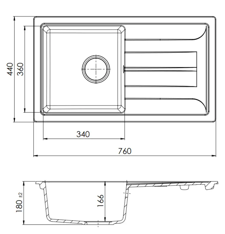 GraniteMy Smart évier à montage en surface extra plat en granit noir 76x44cm avec égouttoir réversible 1208957353