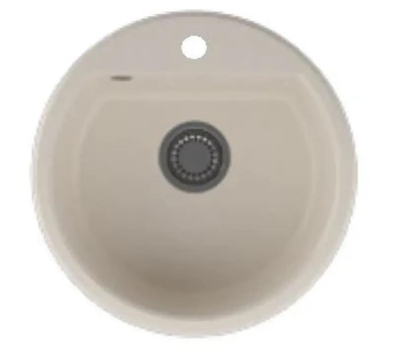 GraniteMy Bremen évier rond en granit 43 cm blanc sous plan ou en surface avec  avec surface pour robinet avec bouchon en inox 1208957356