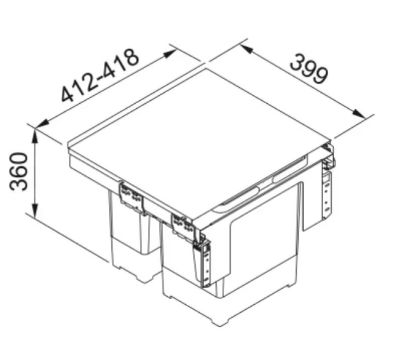 Franke Sorter Garbo 45-2 système de déchets encastrable 1 x 12 et 1 x 18 litres 121.0200.692