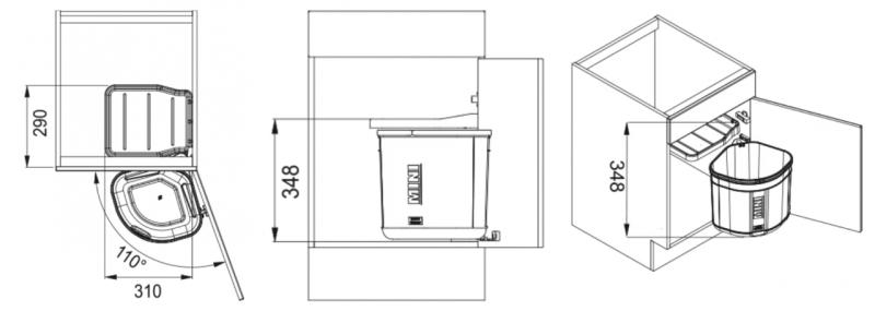 Franke Sorter Mini Poubelle de tri des déchets rotatif 17 litres 1210176518