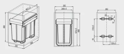 Système de tri de déchets encastrable Garbi Sorter S-30-2 avec 2 bacs 1 x 10 et 1 x 20 litres 1208957363