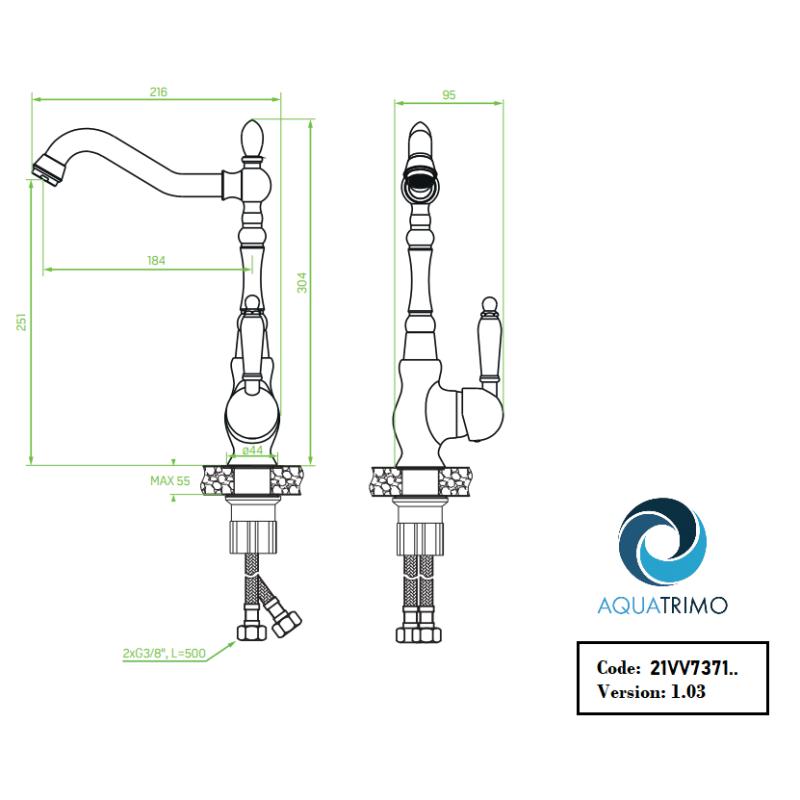 AquaTrimo Vivaldi  mélangeur de cuisine classique chrome 21VV7371CM