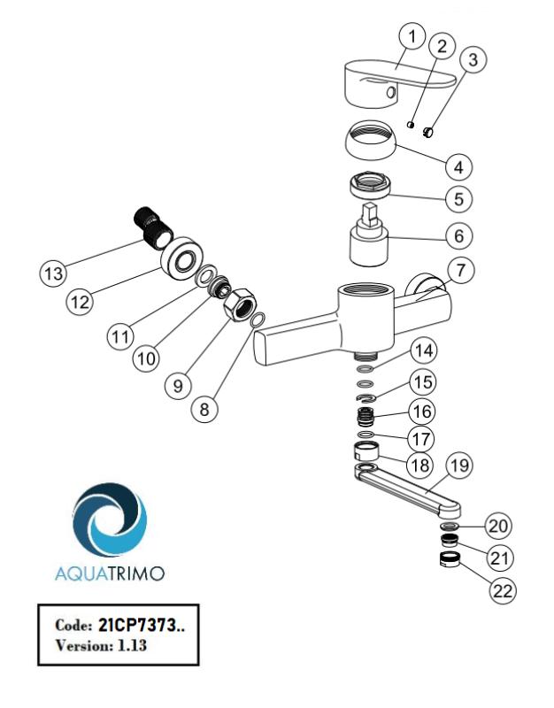 AquaTrimo Chopin robinet mural à levier unique pour cuisine en chrome 21CP7373CM.