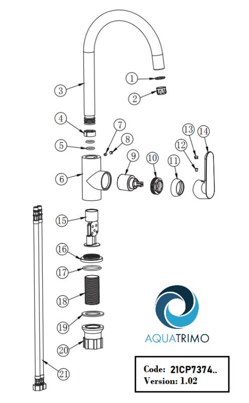 AquaTrimo Chopin mitigeur de cuisine noir mat 21CP7374SW