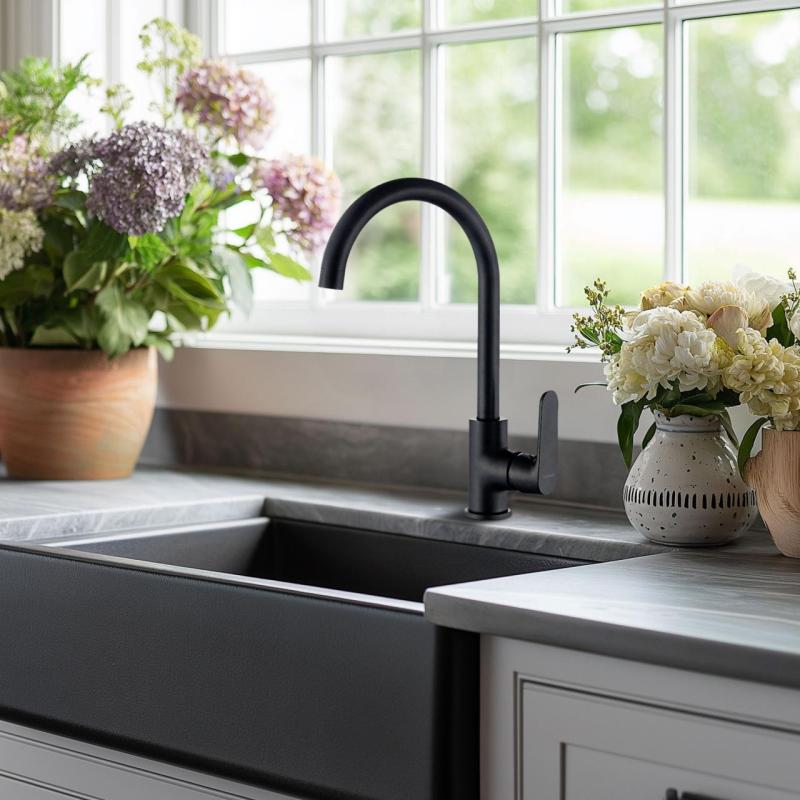 AquaTrimo Chopin mitigeur de cuisine noir mat 21CP7374SW