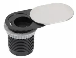 Indux Slide prise de cuisine à encastrer dans le plan de travail avec USB et prise de courant couleur inox 1208957391