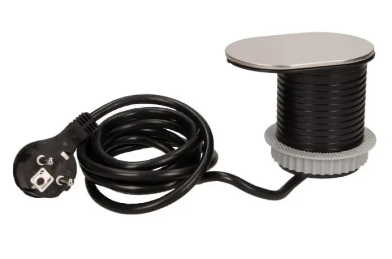 Prise de cuisine à encastrer Indux Slide mise à la terre de type E dans le plan de travail avec USB et prise de courant couleur inox 1208957392