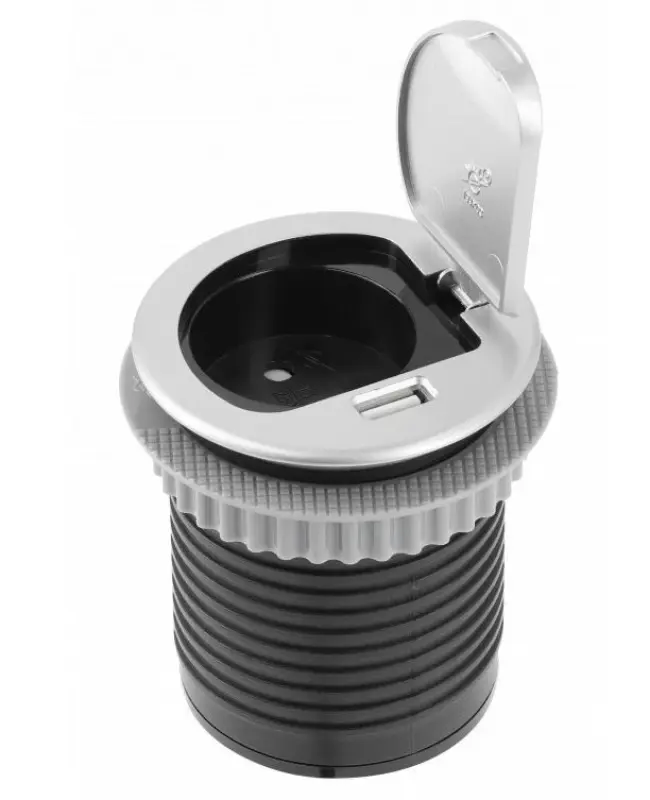 Indux Cover Prise de courant à encastrer dans le plan de travail avec USB couleur argent 1208957393