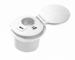 Indux Cover encastré terre blanc prise de cuisine dans le plan de travail avec connexions interchangeables, mise à la terre de type F1208957395