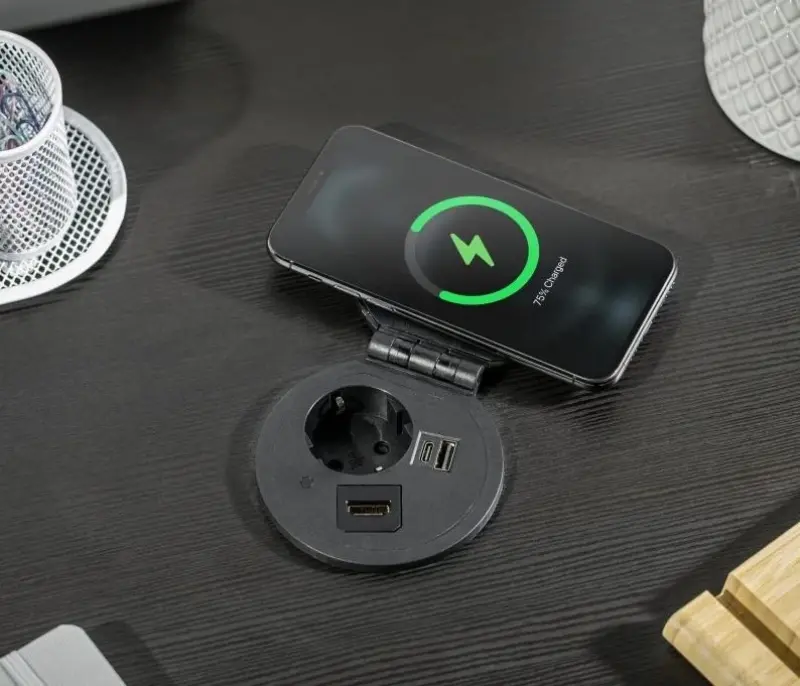 Indux Cover encastré terre blanc prise de cuisine dans le plan de travail avec connexions interchangeables, mise à la terre de type F1208957395