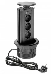 Indux Up & Down prise de cuisine à encastrer noire pour plan de travail avec mise à la terre type F et 3 prises 1208957403