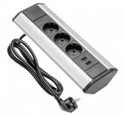 Indux Prise d'angle pour cuisine avec 3 prises de terre et 2 chargeurs USB 1208957431