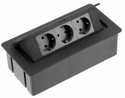 Indux Flip Medium bloc multiprise pour plan de travail ou meuble mural noir mat avec mise à la terre type F et 3 prises 1208957433