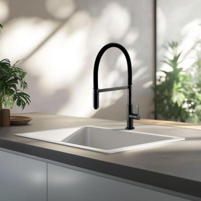 Robinet de cuisine Ausmann Lavea en bronze à canon PVD graphite avec bec pivotant et flexible 1208957437
