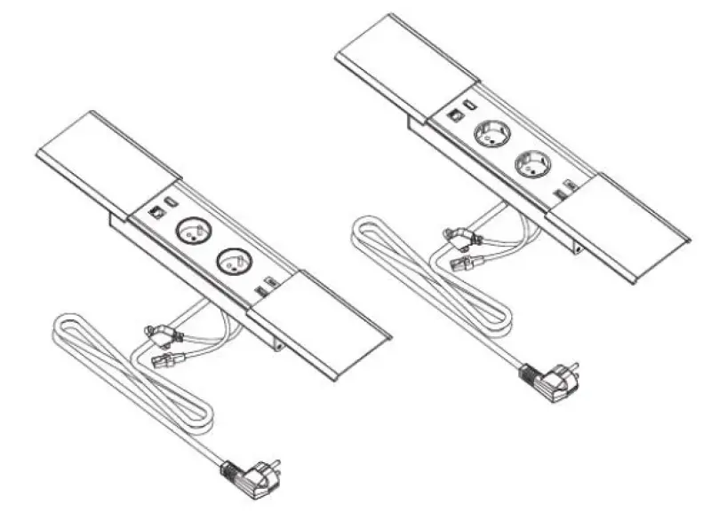 Indux Slide max bloc multiprise à encastrer dans le plan de travail avec mise à la terre type E, USB-A, HDMI, RJ45 et USB-C couleur blanc mat 1208957440