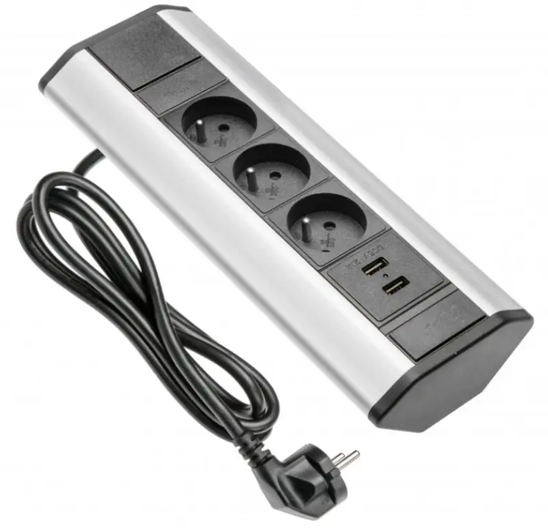 Indux Corner Bloc multiprises d'angle avec 3 prises et 2 chargeurs USB 1208957442