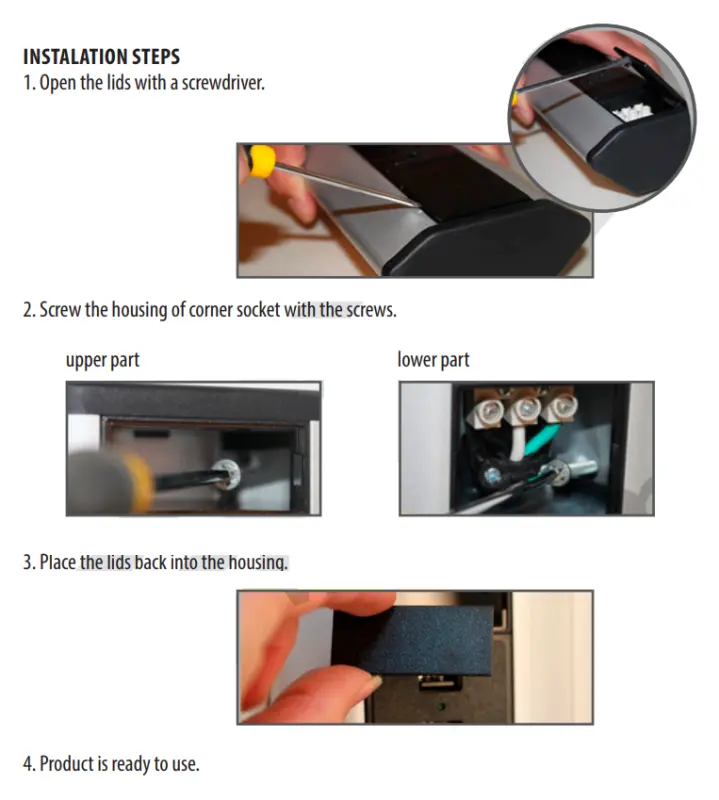 Indux Corner Bloc multiprises d'angle avec 3 prises et 2 chargeurs USB 1208957442