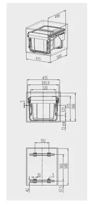 Garbi Sorter S-45-2-15 poubelle de cuisine encastrable avec 2 bacs de 15 litres extra bas 1208957444