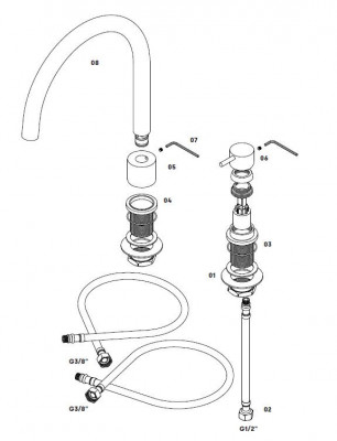 Waterevolution Flow Mélangeur de cuisine 2 trous laiton T151LE