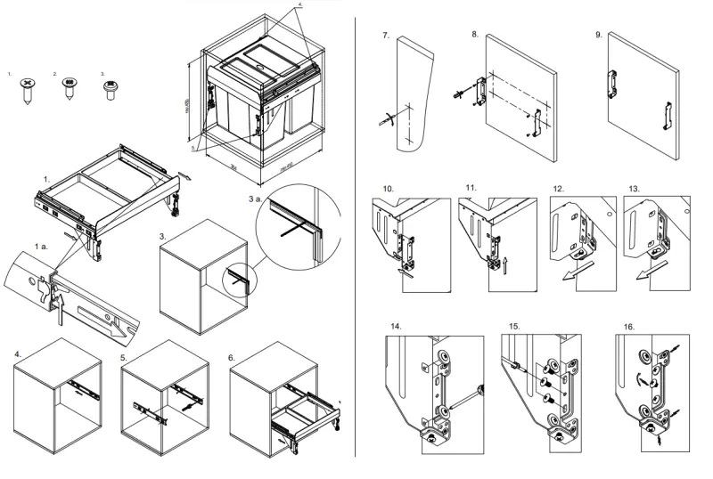 Garbi Carrier C-40-2 Système de tri de déchets encastrable avec ses propres guides et 2 bacs à déchets 2 x 16 litres 1208957462