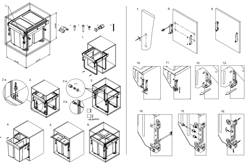Garbi Carrier C-45-3-H système de tri de déchets encastrable avec ses propres glissières et 3 bacs à déchets 1 x 20 + 2 x 10 litres 1208957465