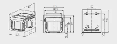 Garbi Carrier C-45-2 système de tri de déchets encastrable avec ses propres glissières et 2 bacs à déchets 2 x 15 litres 1208957467