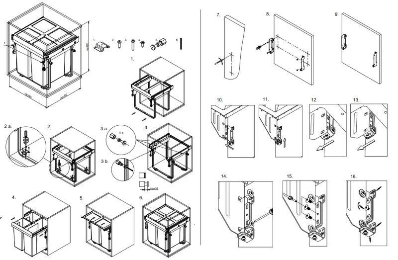 Garbi Carrier C-60-3-H système de tri de déchets encastrable avec ses propres coulisses et 3 bacs à déchets 1 x 34 + 2 x 17 litres 1208957470