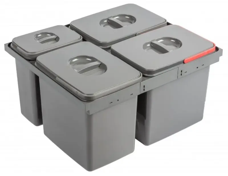 Garbi Basket B-60-4-H système de tri des déchets pour tiroir 60cm incl. support et 4 bacs à déchets 1208957472